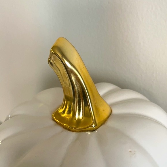 TJ Maxx | Fall Decor | Gold and White Ceramic Pumpkin - Picture 5 of 5